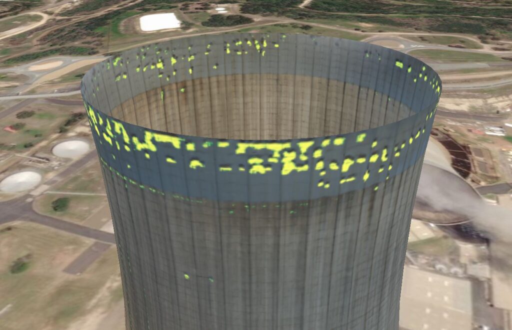Automatic spalling detection in a tower provided by GeoAI company