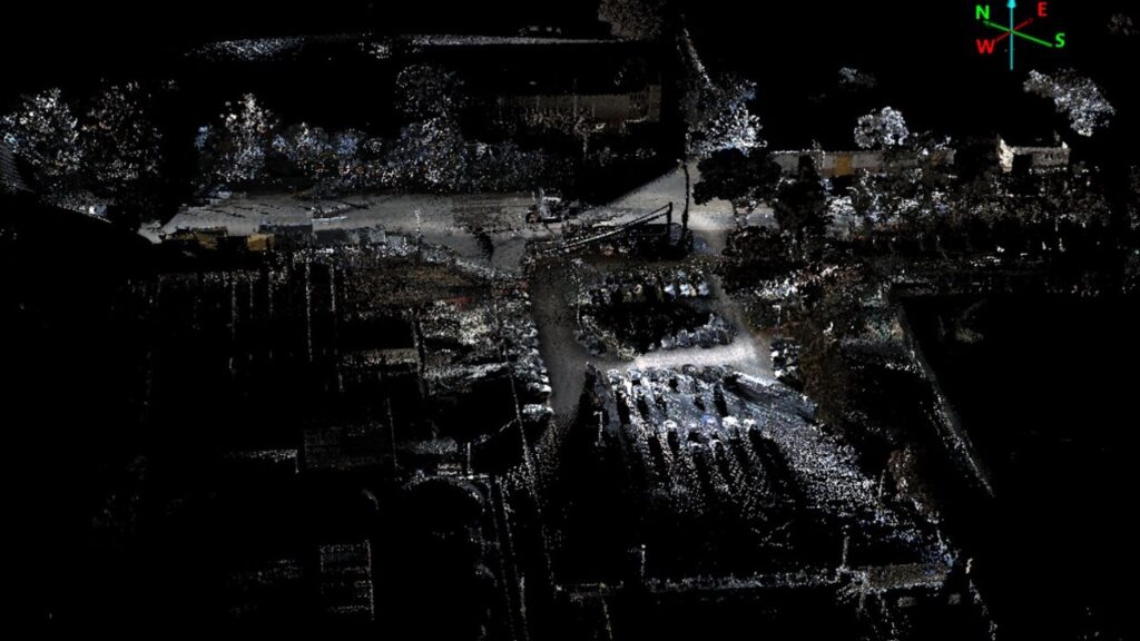 Point Cloud construction site acquired from mobile laser scanning for scan to mesh technology