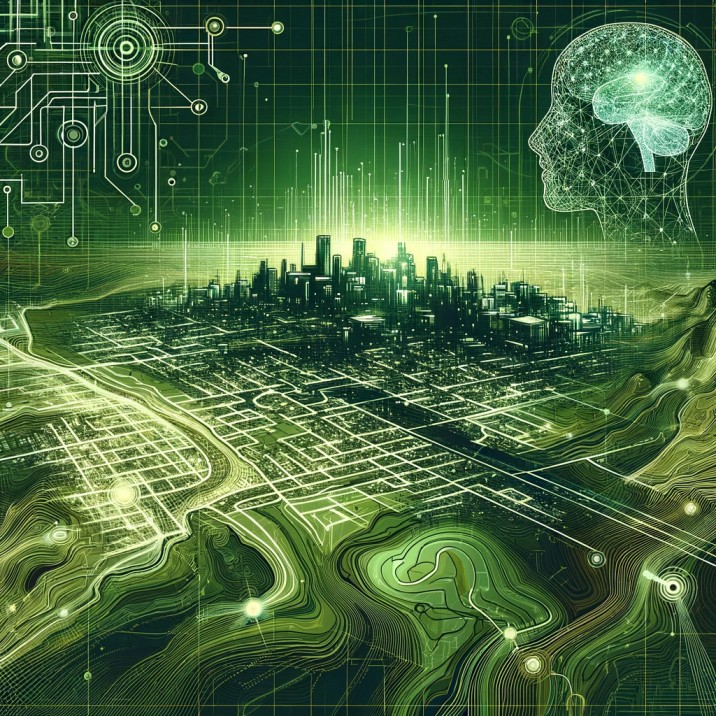 Artificial Intelligence and Digital Twin for smart city illustration