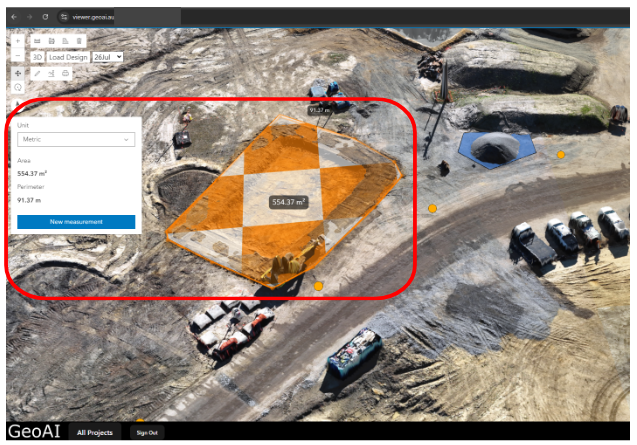 Area measurement tool GeoAI Digital Twin in Construction