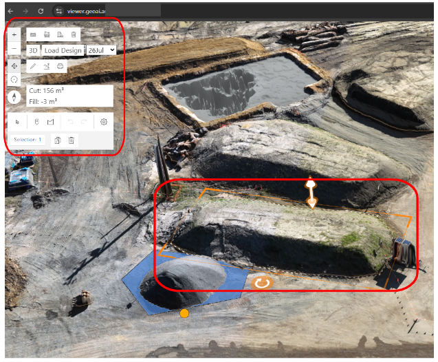 Volume measurement tool GeoAI Digital Twin in Construction