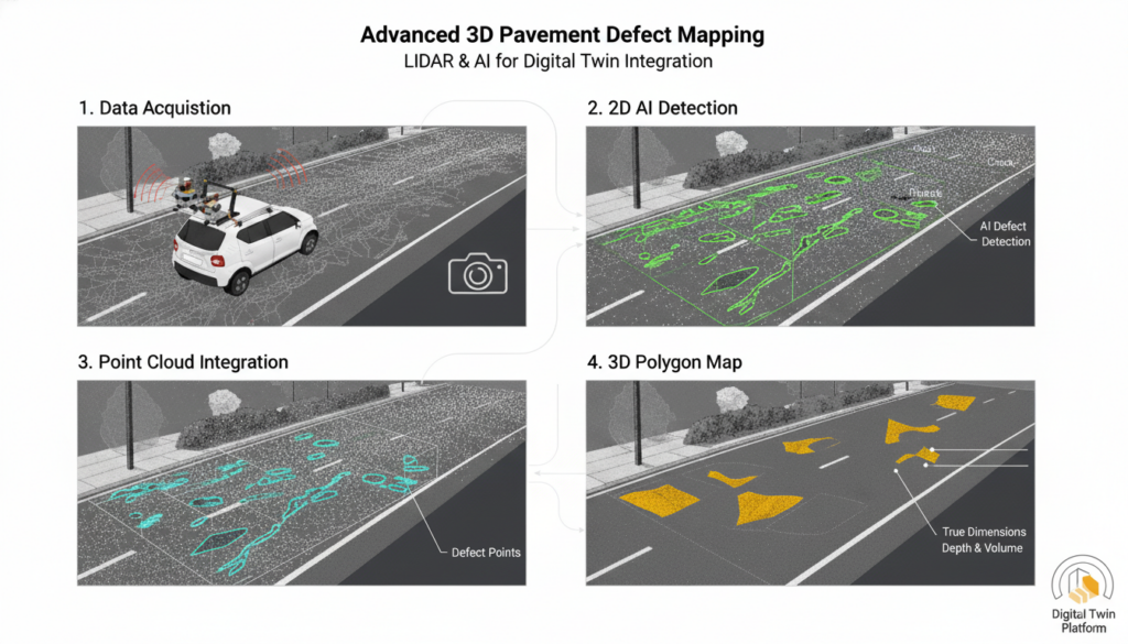 3D pavement defect detection