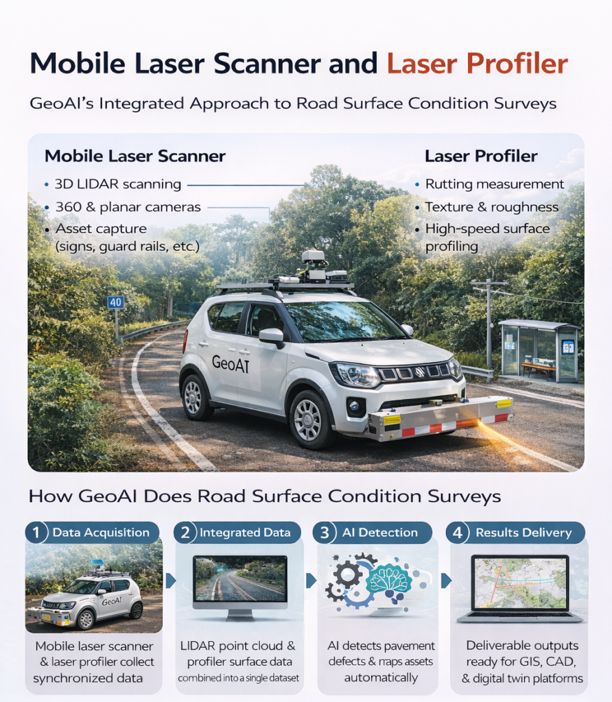Mobile laser scanner and laser profiler GeoAI